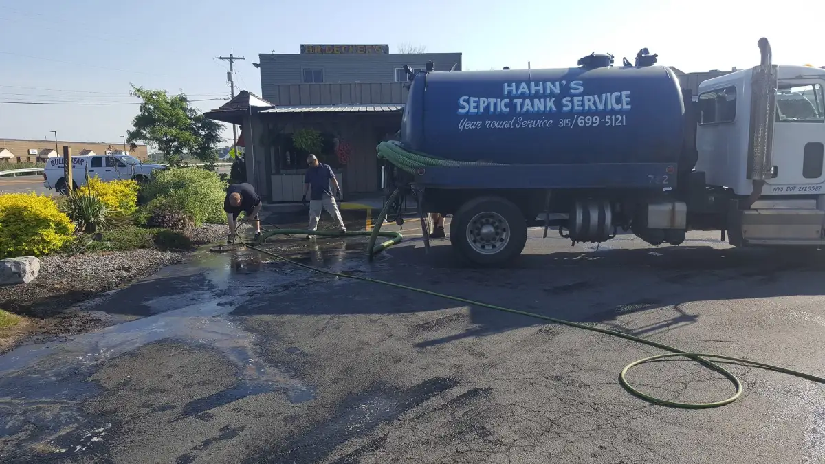 Hahn's Septic pump truck on a job