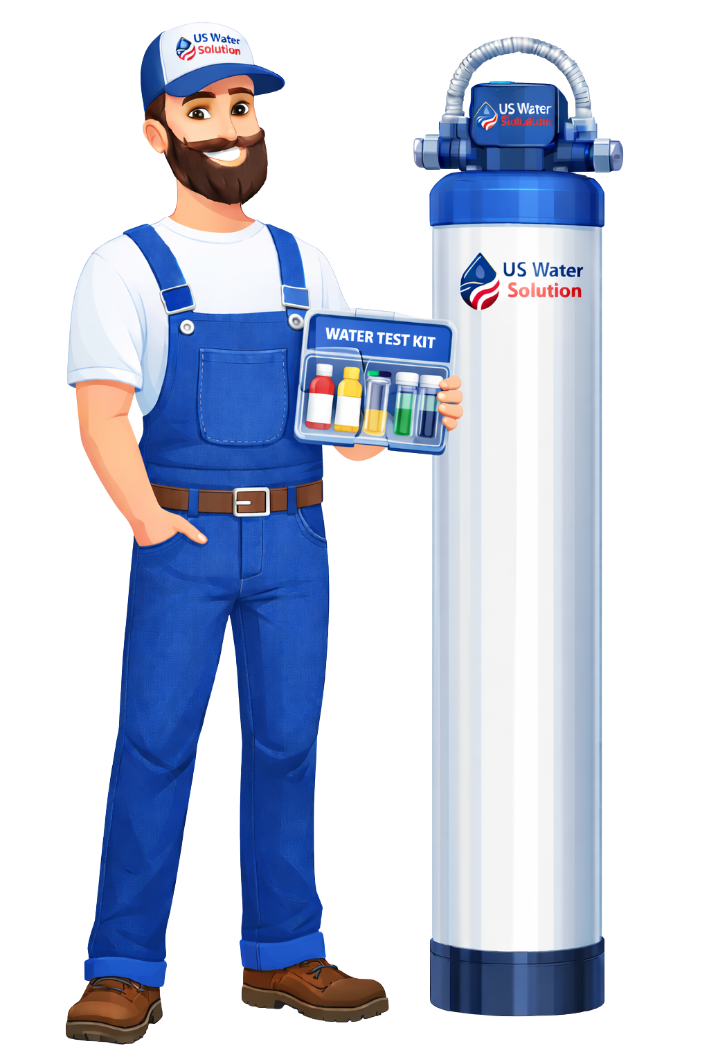 Friendly Water Treatment Partner technician with whole home treatment system