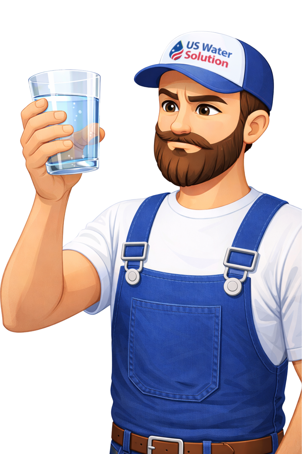Technician holding a clean glass of water
