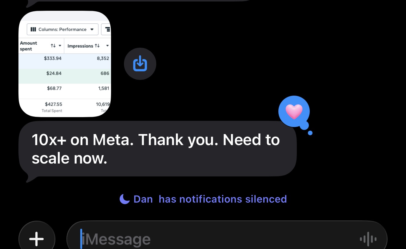 Text message screenshot from a home service owner Dave taught