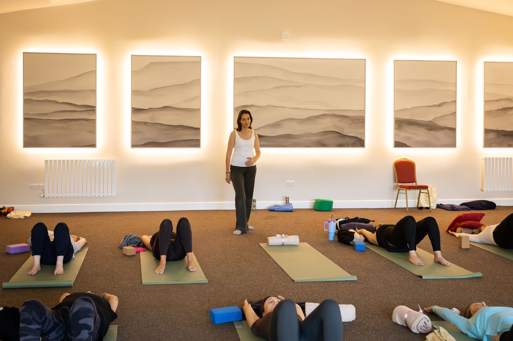 Sara teaching a Yoga class at Eaton Manor