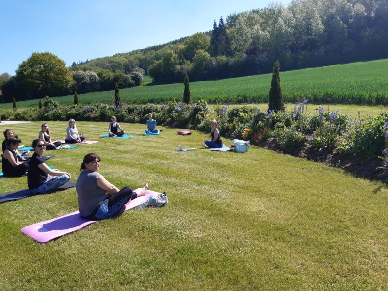 Yoga on the lawn at Eaton Manor