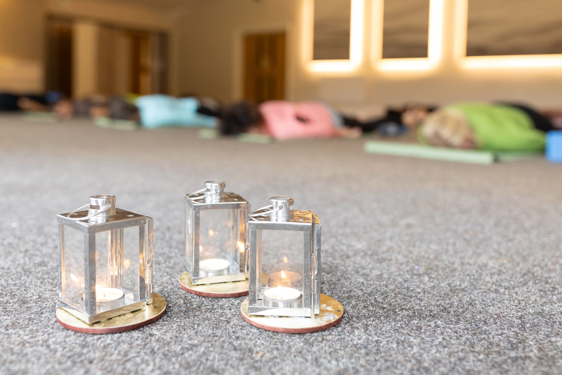 Lanterns lit for evening relaxation practice