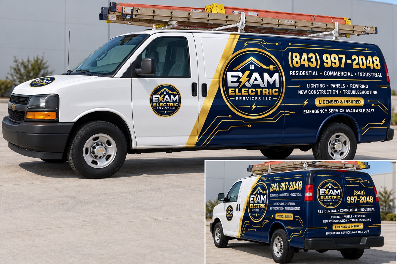 EXAM Electric Services wrapped van
