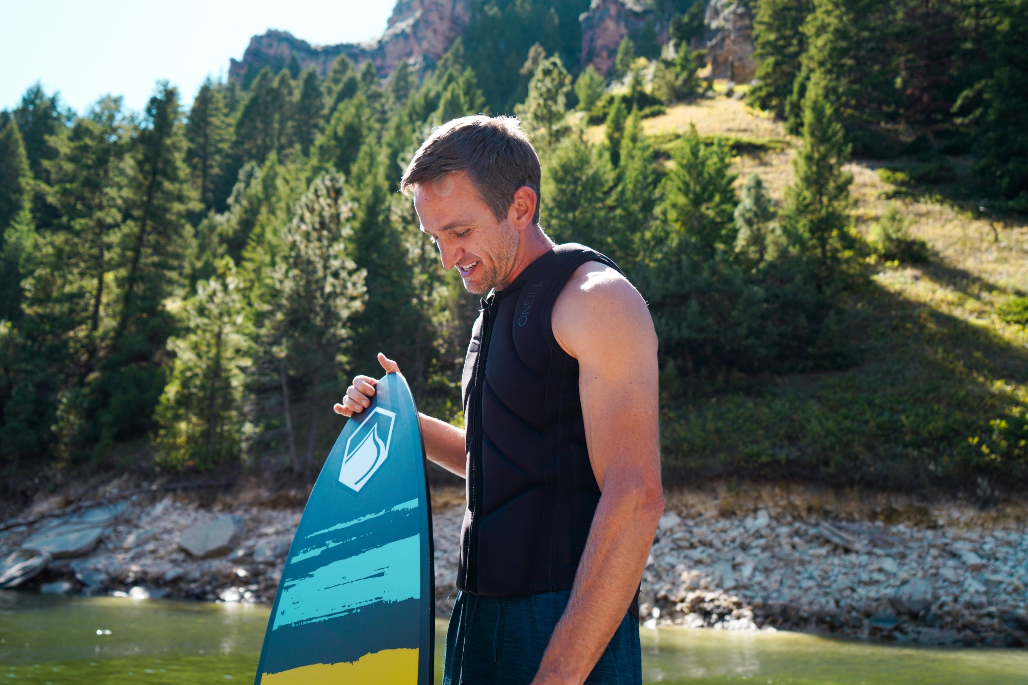 A client shoot on the water for a Montana business