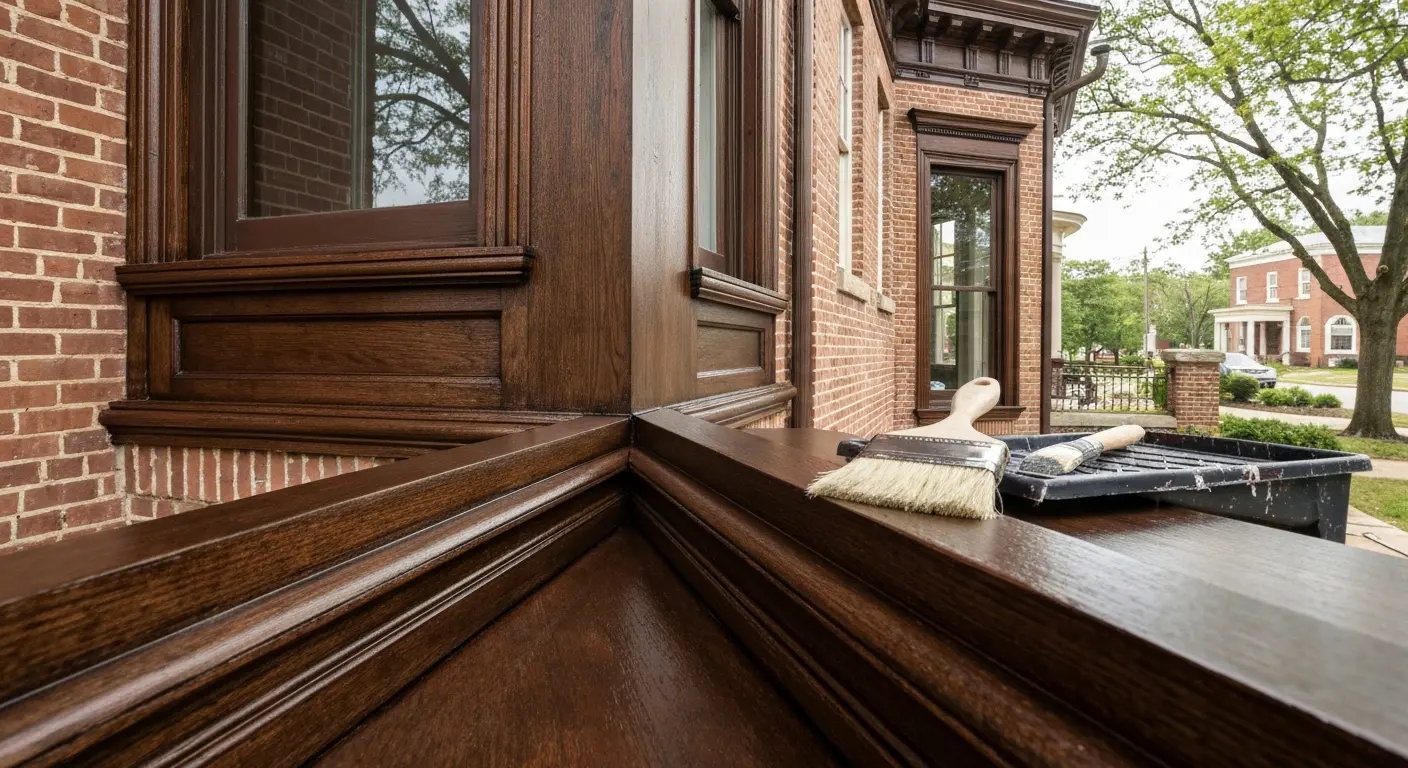 Exterior wood trim staining service