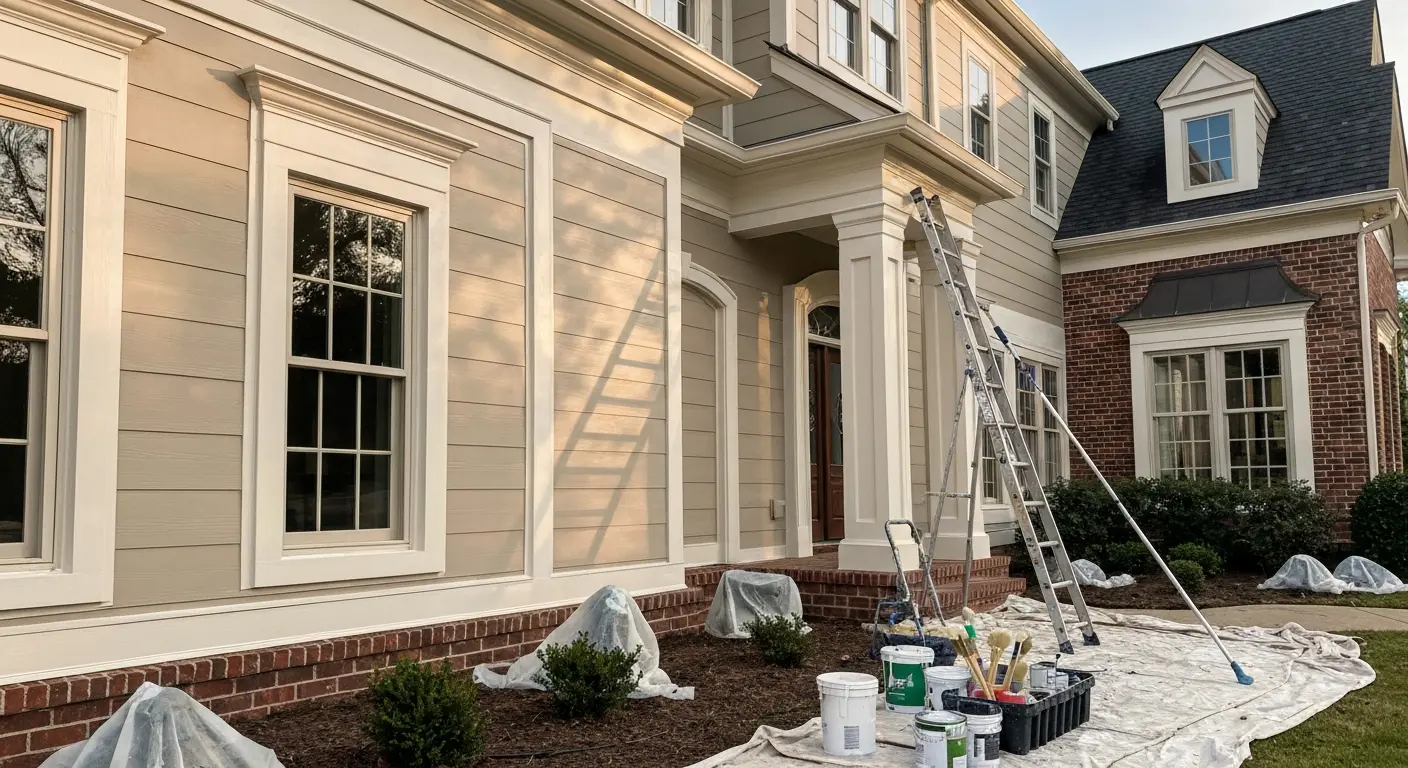 Exterior painting on estate home