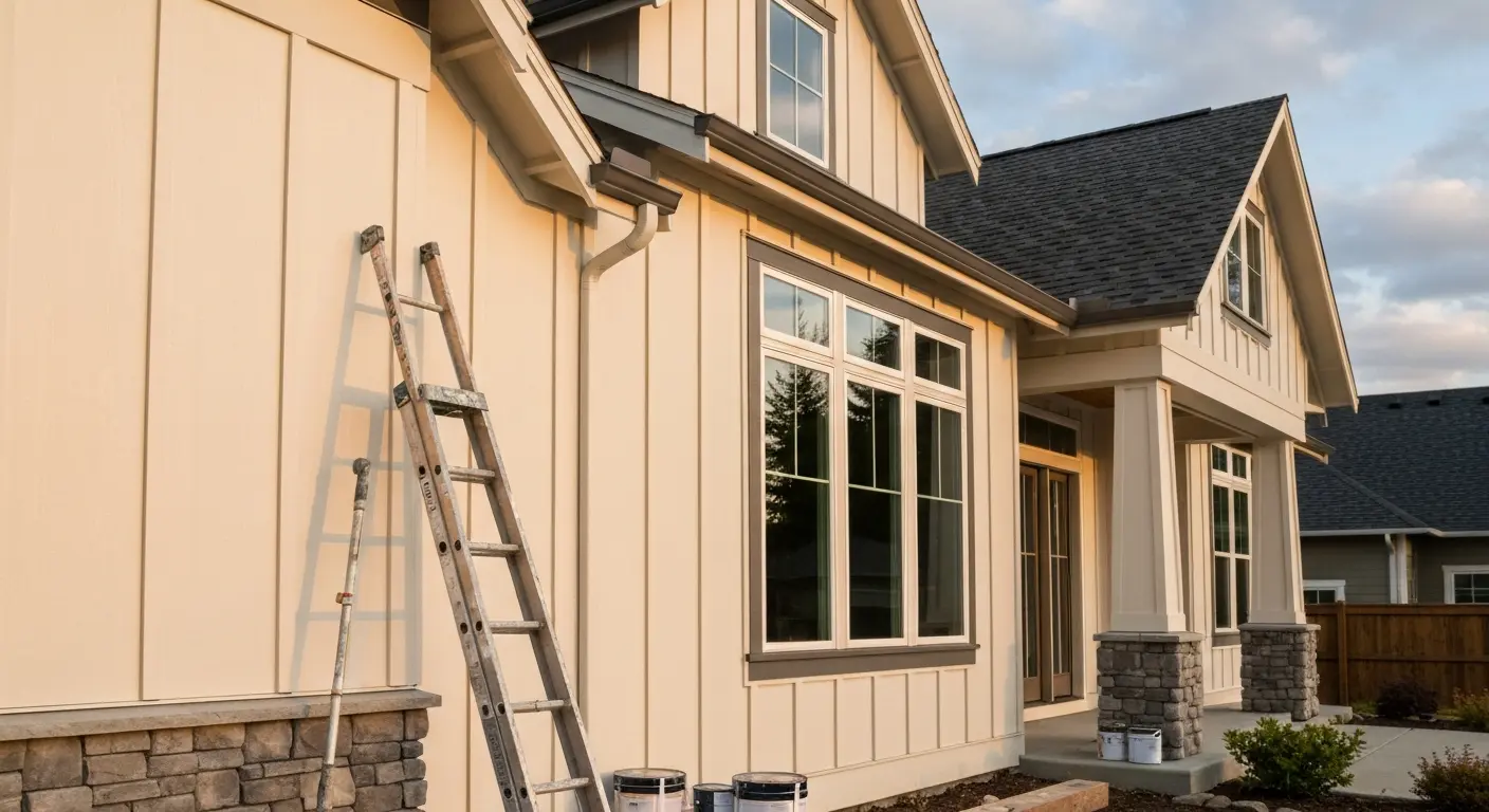 Modern farmhouse exterior painted with contrasting trim in Westhaven neighborhood