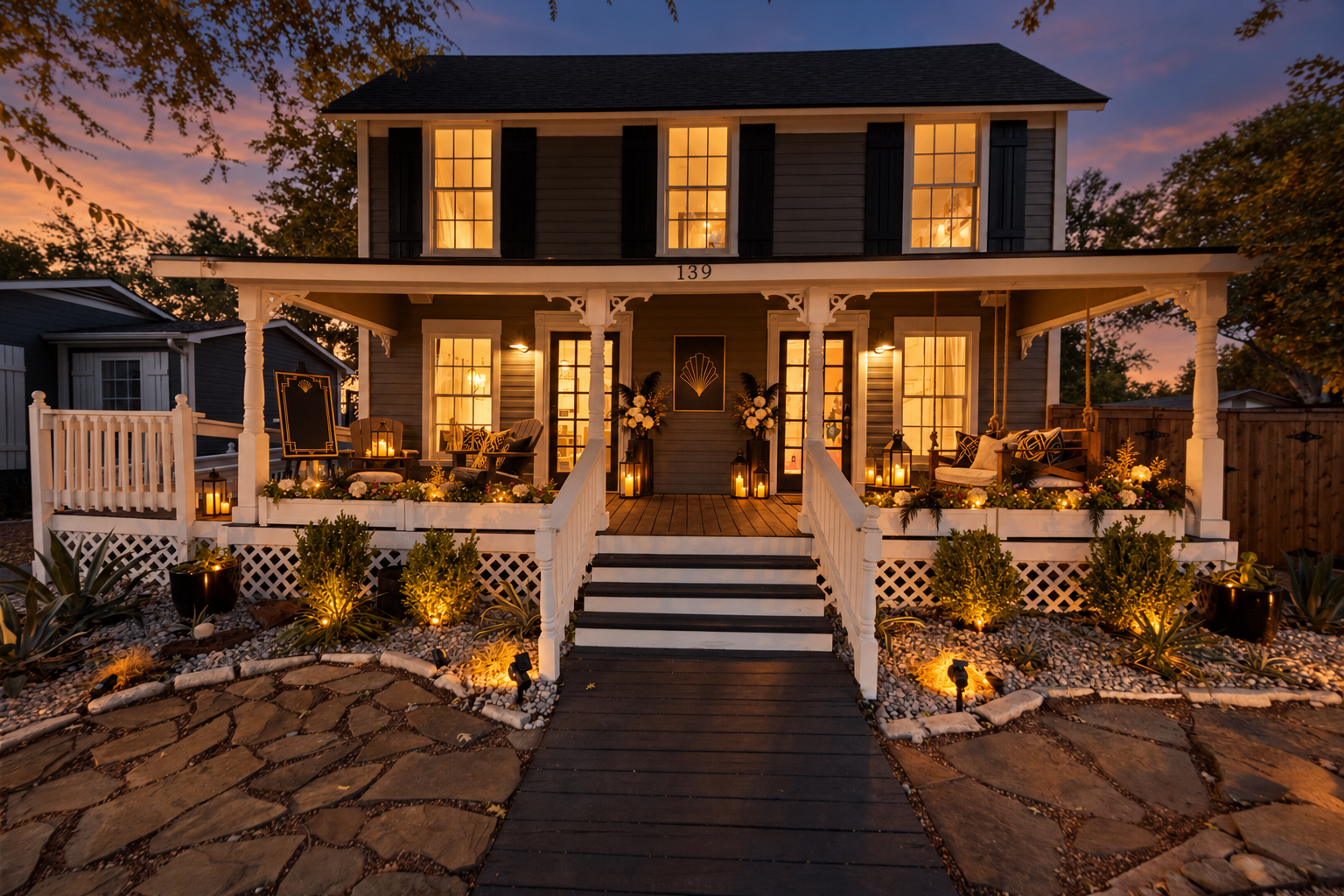 1920s inspired evening exterior concept for 139 Olive