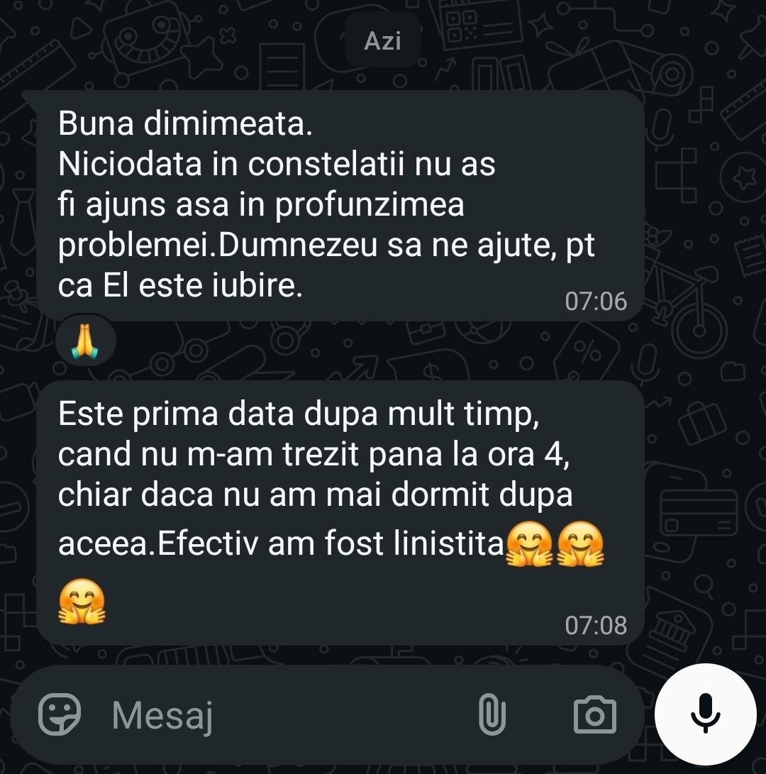 Mărturie (WhatsApp): Profunzimea lucrului pe cauză; o noapte liniștită