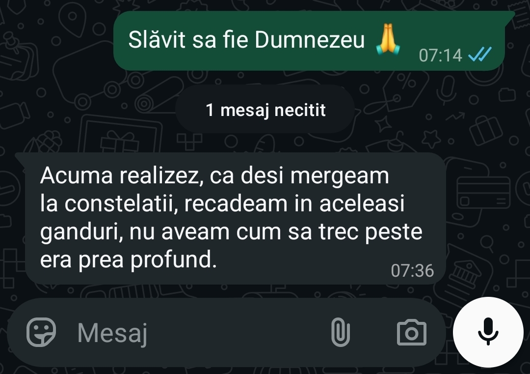 Mărturie (WhatsApp): Ieșirea din aceleași gânduri care se repetau