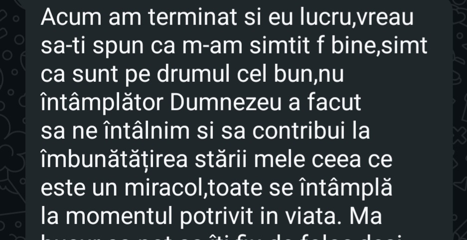 Mărturie (WhatsApp): „Simt că sunt pe drumul cel bun”
