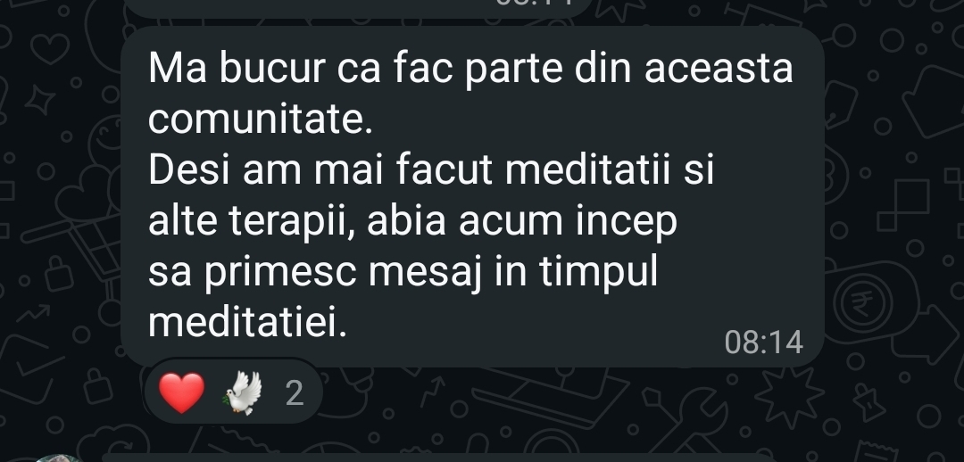 Mărturie (WhatsApp): Comunitate; primește mesaje în timpul meditației