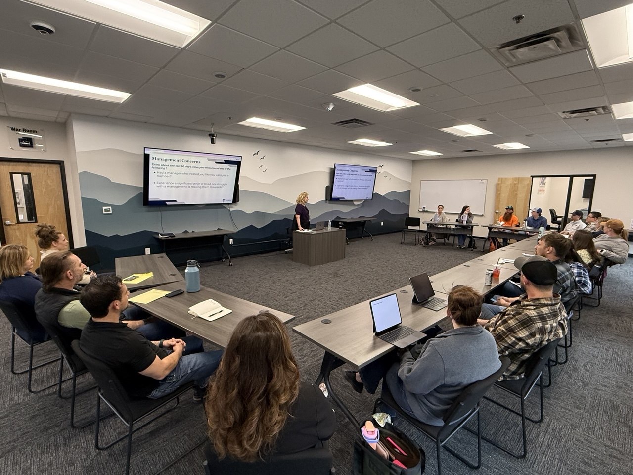 Wide view of a Management Academy classroom