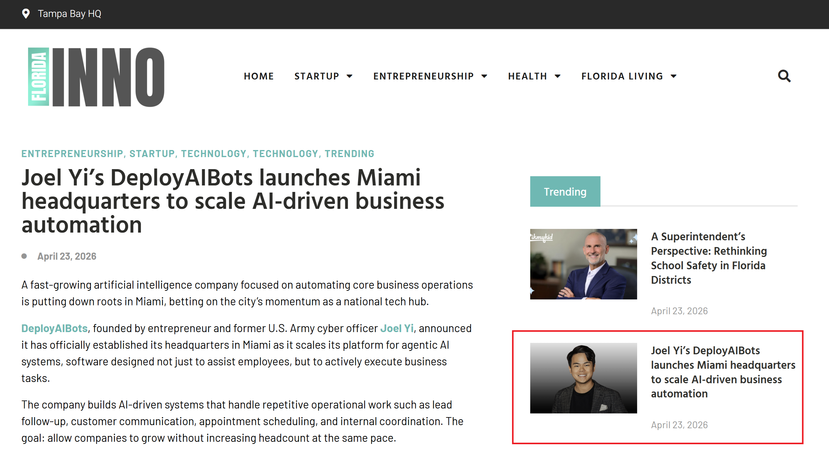 FloridaInno DeployAI Bots Miami Headquarters