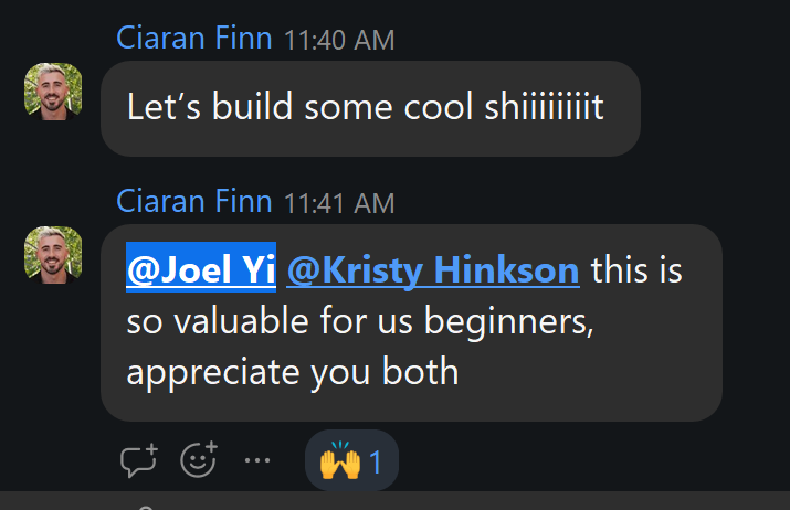 Ciaran: so valuable for beginners