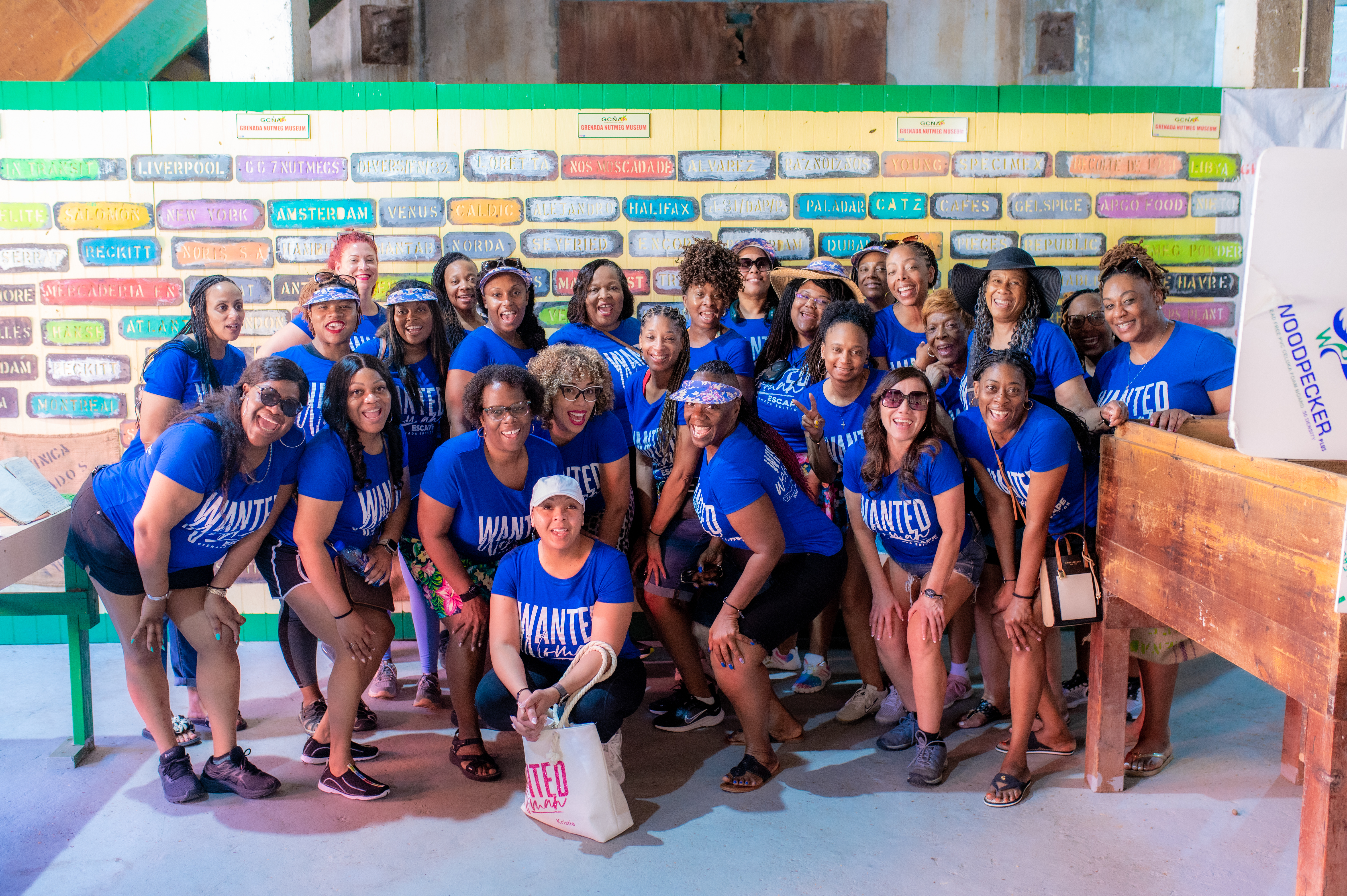 Women wearing WANTED shirts during the WANTED Woman Escape in Grenada Caribbean