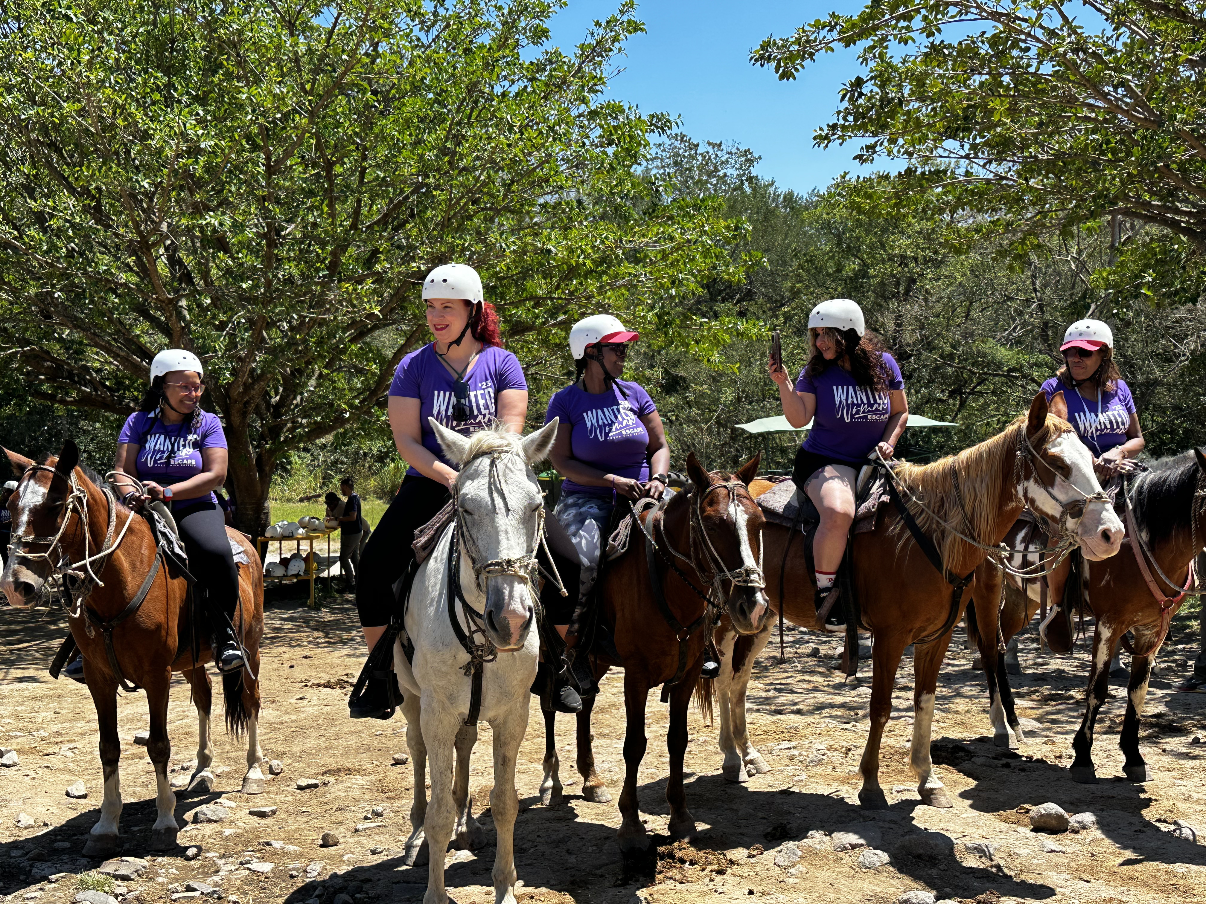 Women horseback riding during the WANTED Woman Escape in Costa Rica