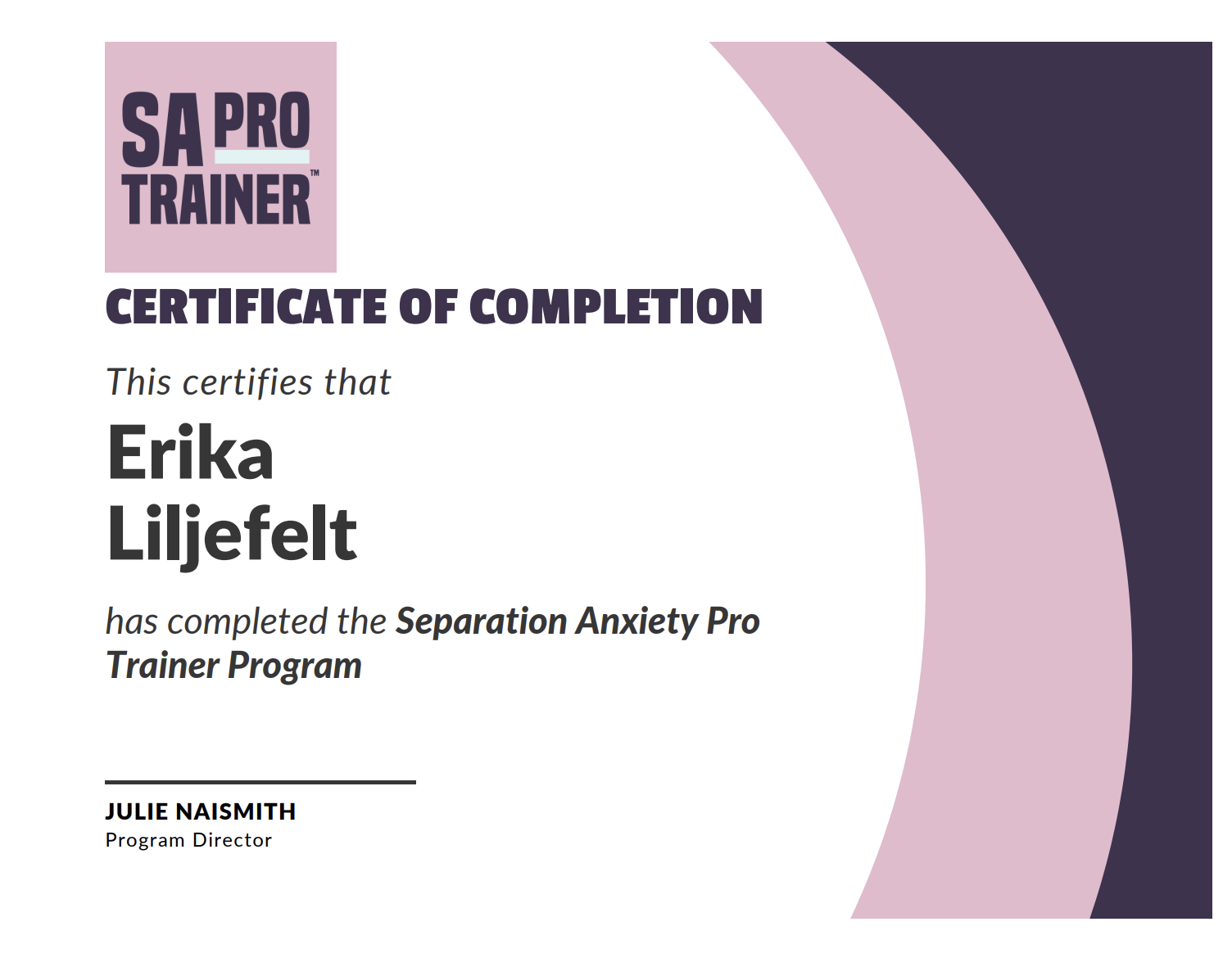 SA Pro — Certified Separation Anxiety Pro