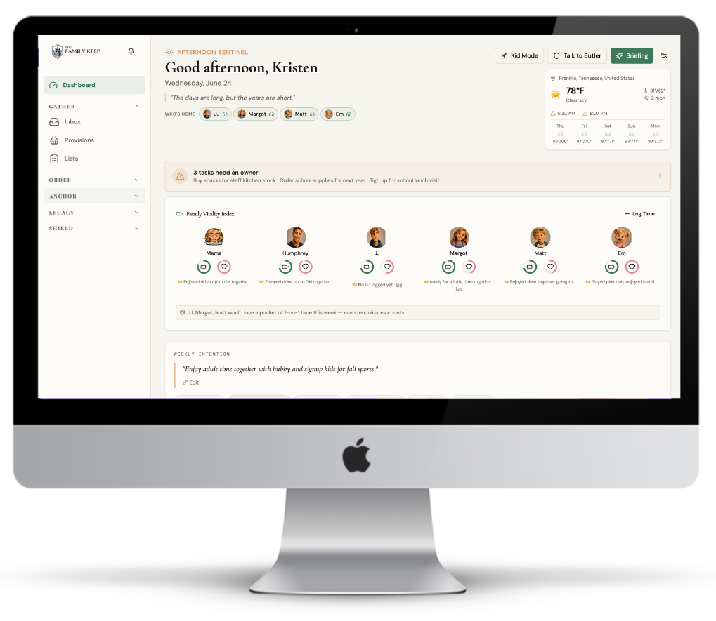 The Family Keep — dashboard overview