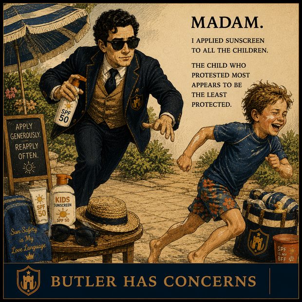 Butler dispatch: the sunscreen situation