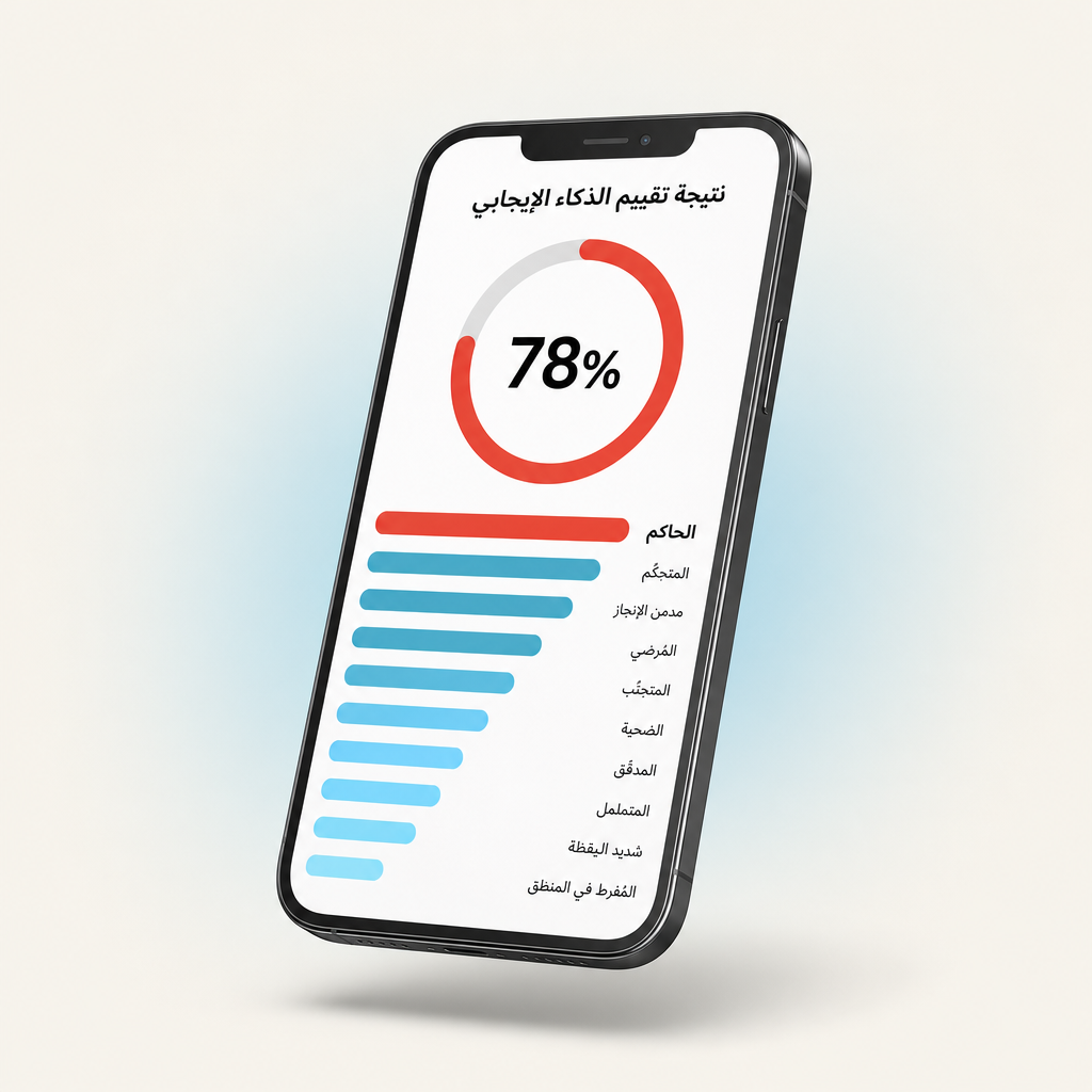 نتيجة تقييم الذكاء الإيجابي على الجوال