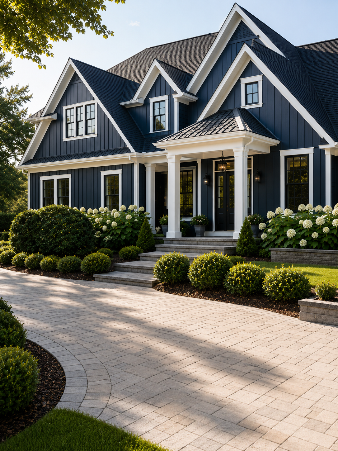 Luxury home with clean exterior after pressure washing in Liberty MO