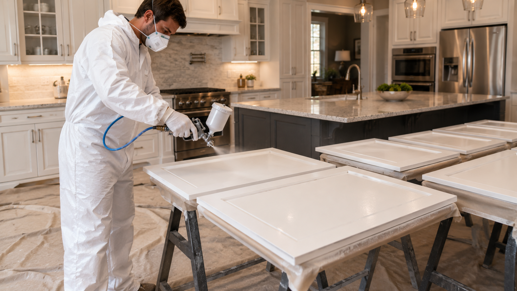 Cabinet painter at work in Liberty, MO