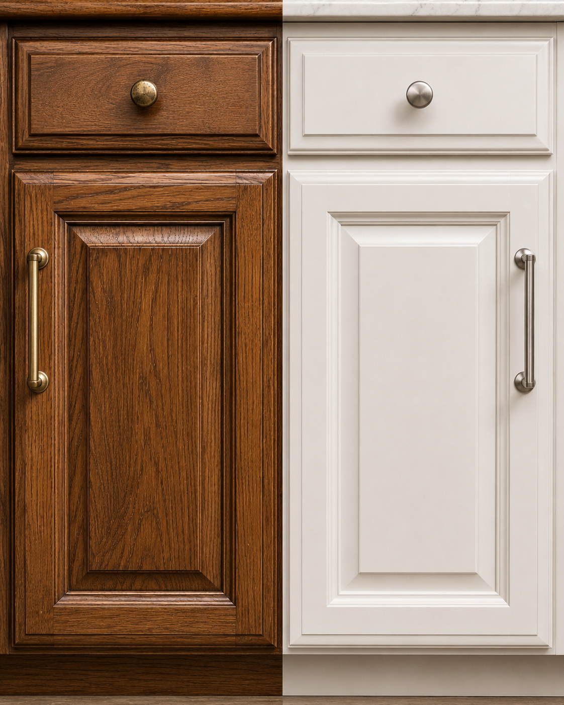 Before and after cabinet painting in Liberty, MO