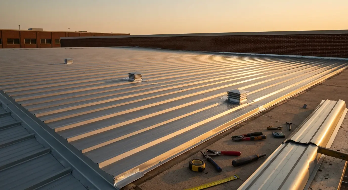 Commercial metal roofing installation