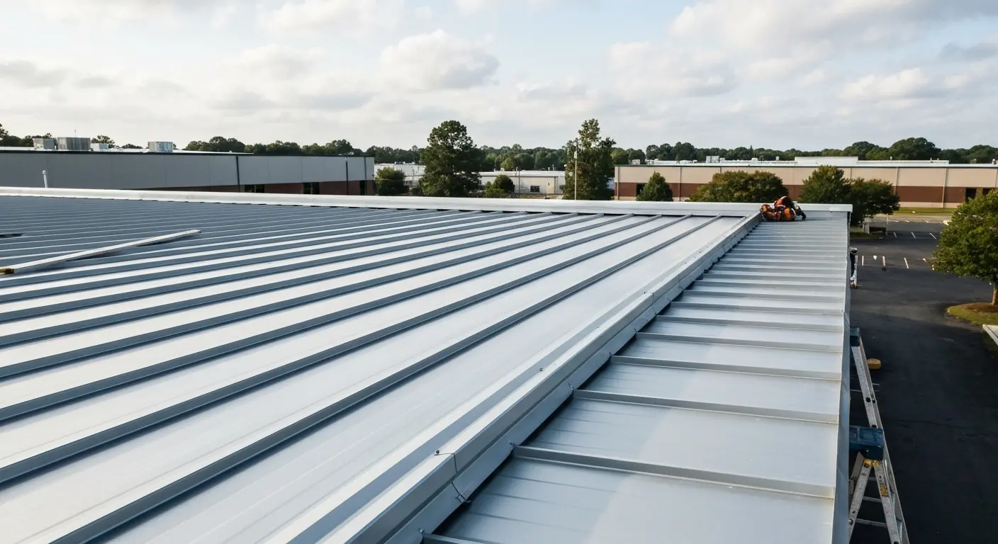 Commercial metal roof installation