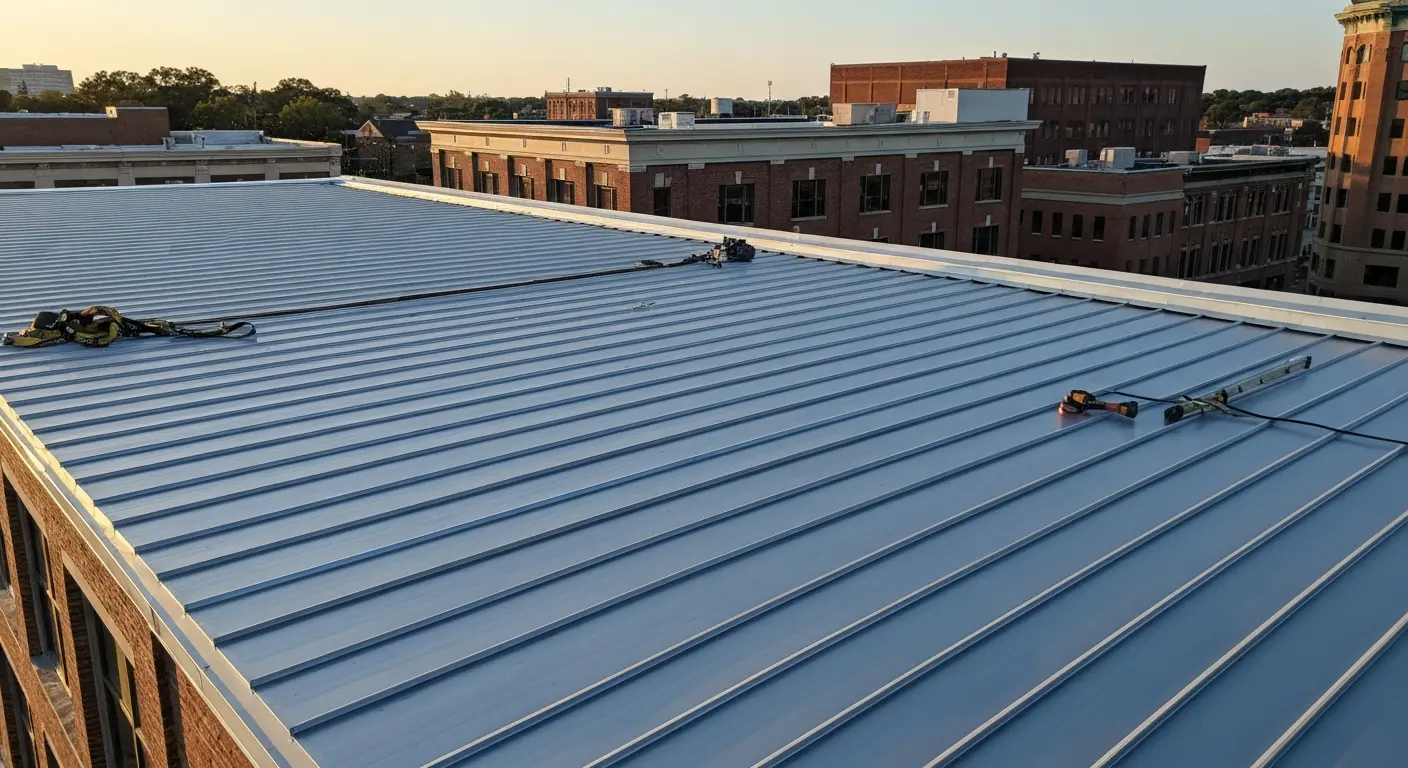 Commercial metal roof installation
