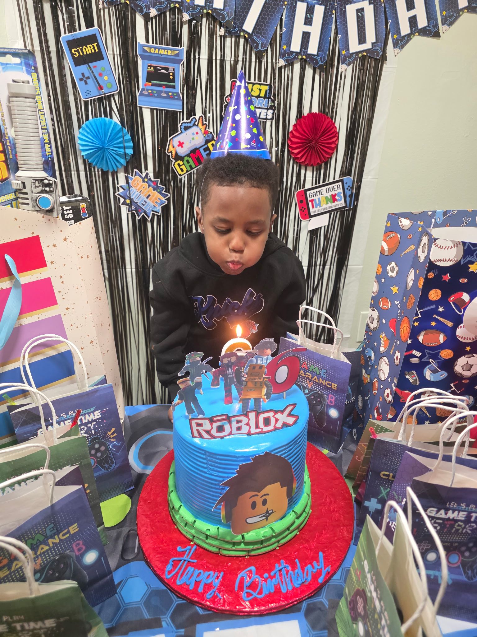 Blowing birthday candles