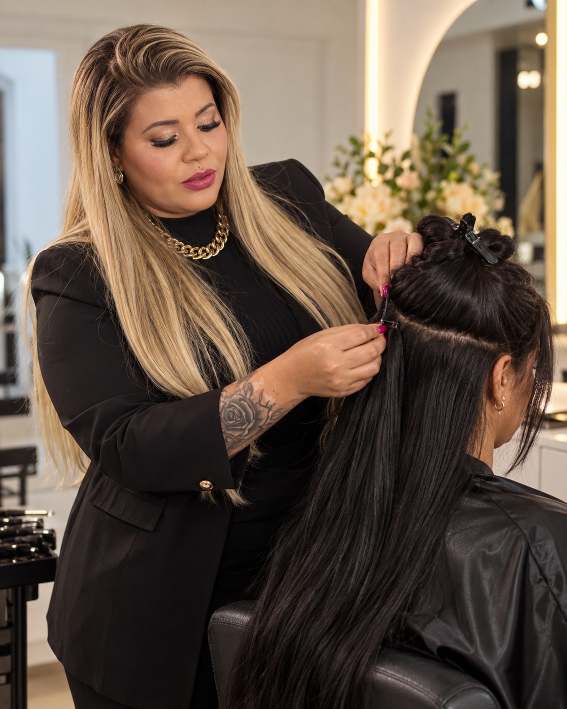 Aplicação de mega hair em mecha com técnica profissional