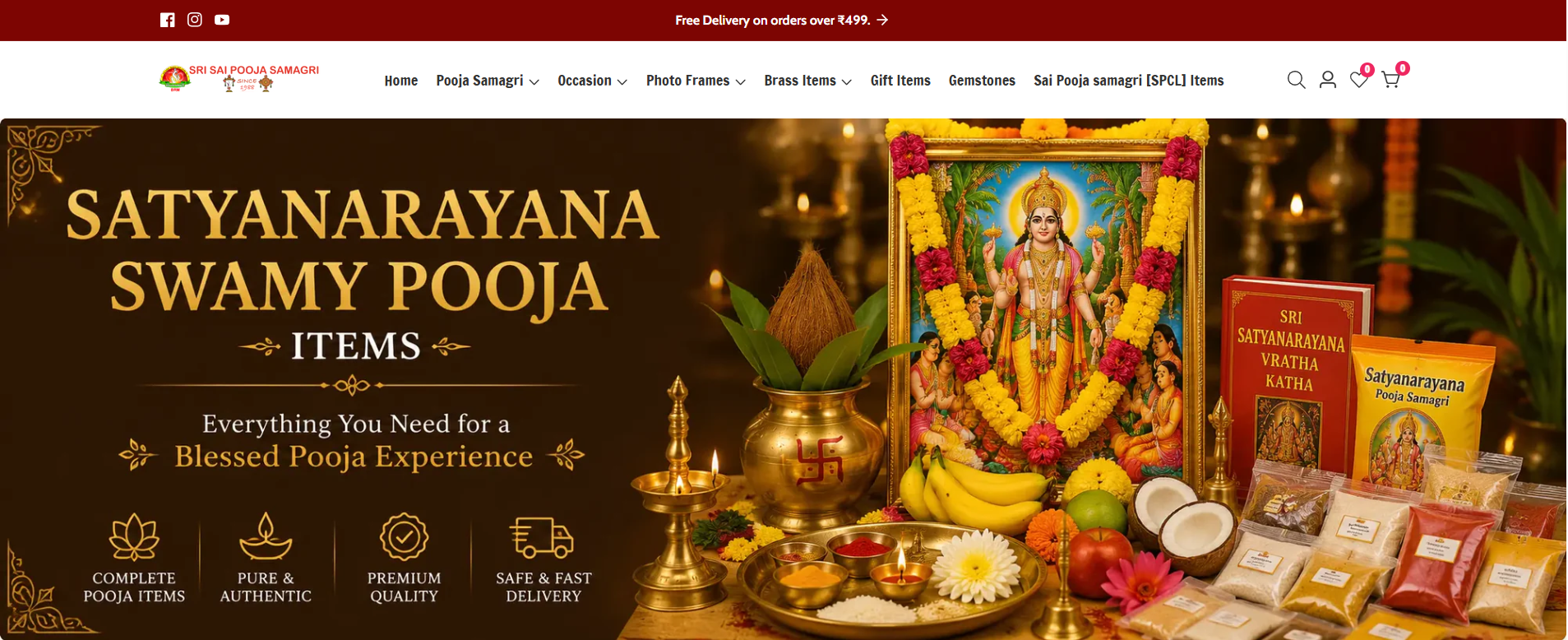 Sri Sai Pooja Samagri Store Interface Showcase