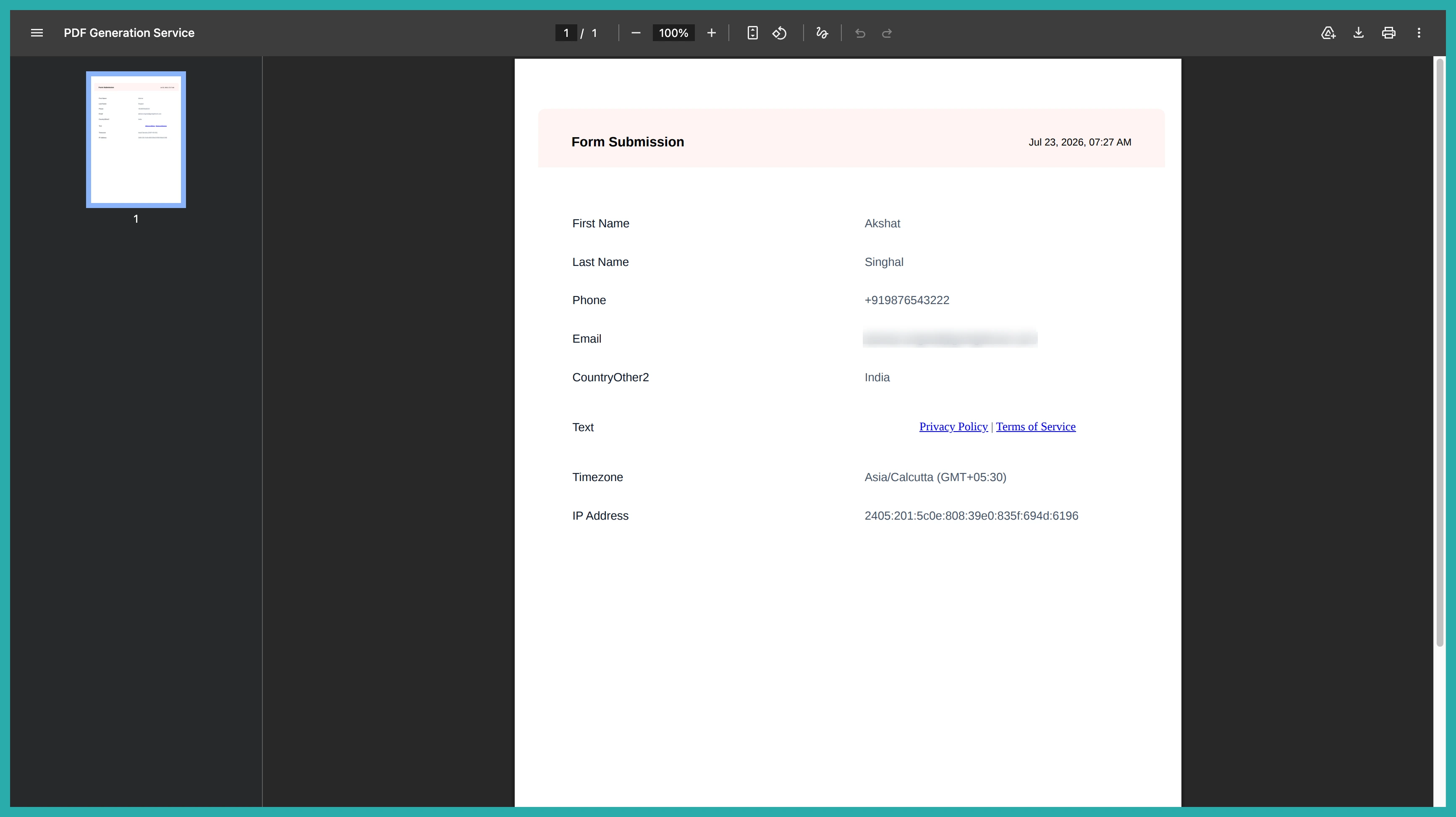 ESC Hub Generate submission document toggle in the form settings panel
