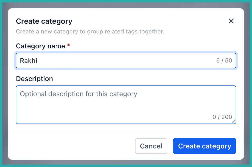 Tags management page showing multiple tags selected with a bulk colour update option