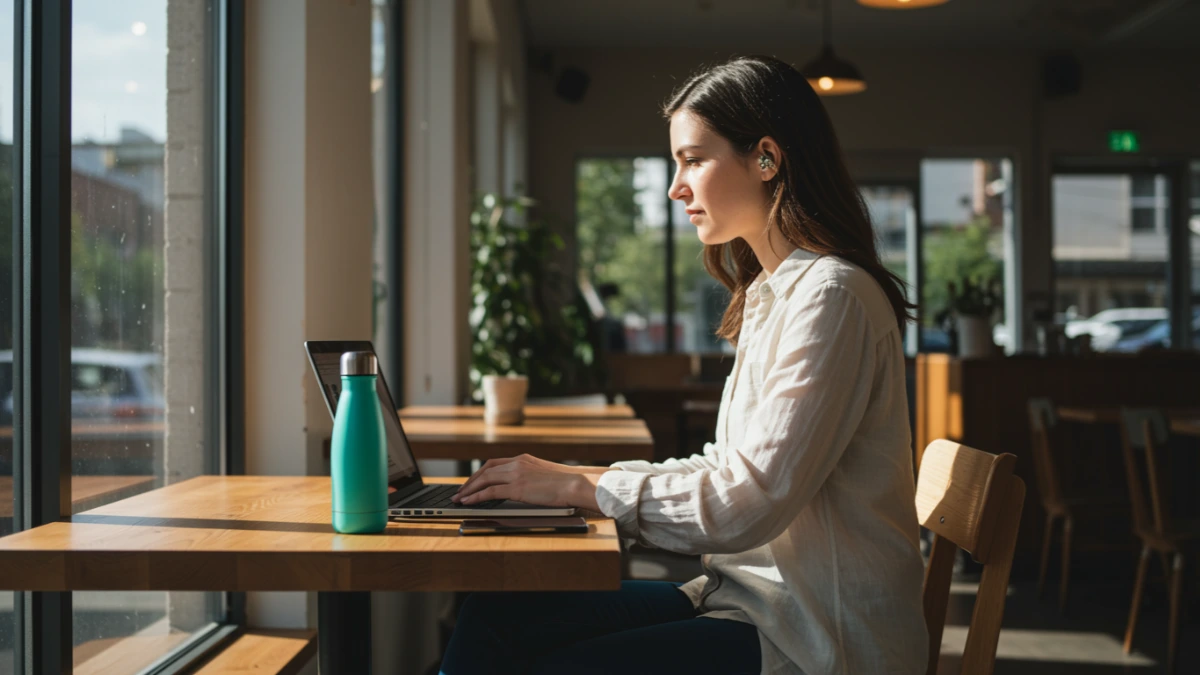 woman consultant using appointment scheduling software on laptop at clean home office desk