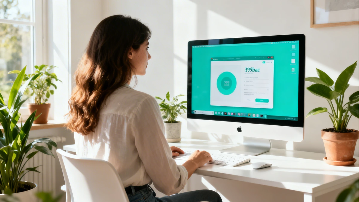 Course platform analytics dashboard on a desktop monitor showing student and revenue metrics
