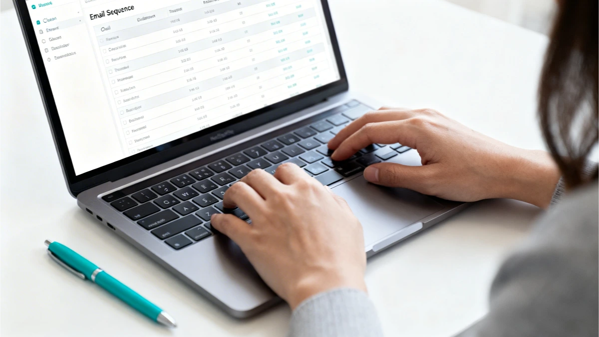 Clean workspace flatlay with teal notebook representing an organised automated client onboarding checklist