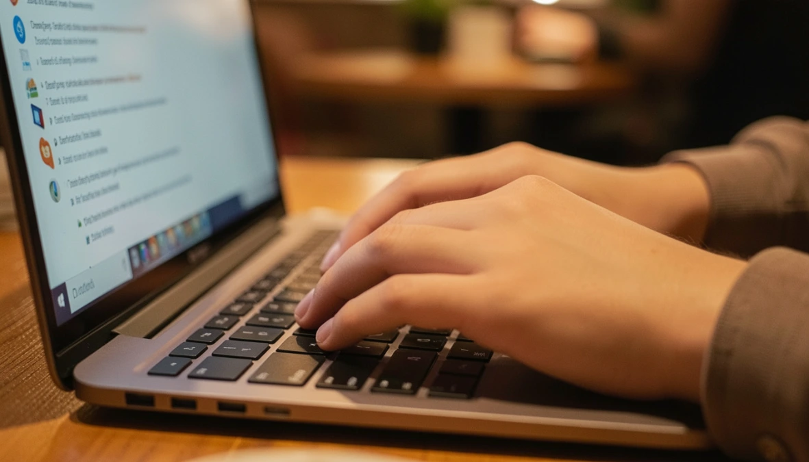 Close-up of hands on laptop keyboard representing how to build a membership site for small business owners