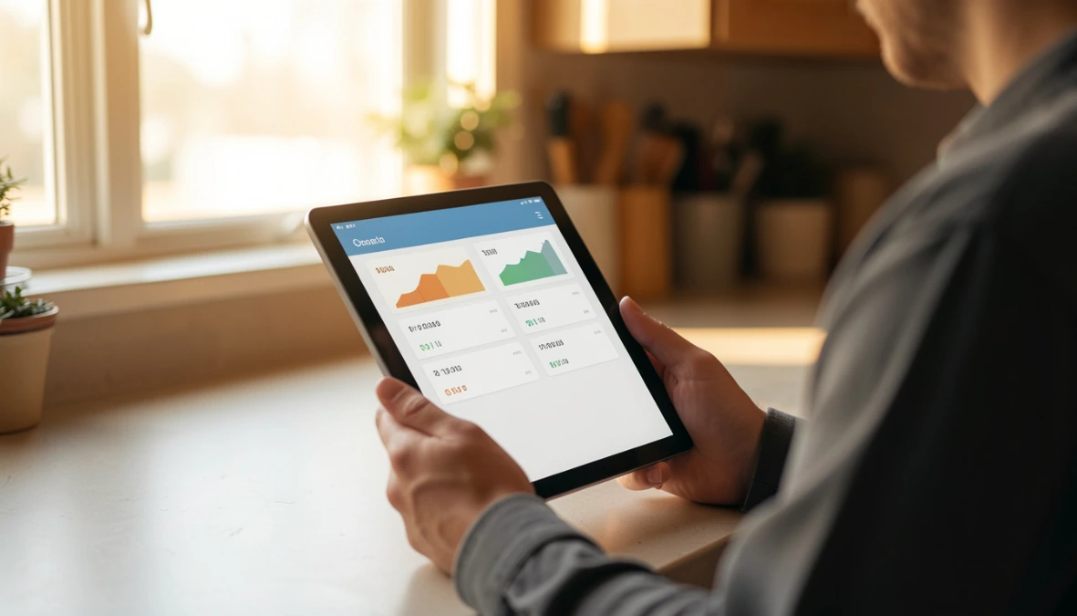 Person holding tablet showing business dashboard representing simple CRM for small business owners