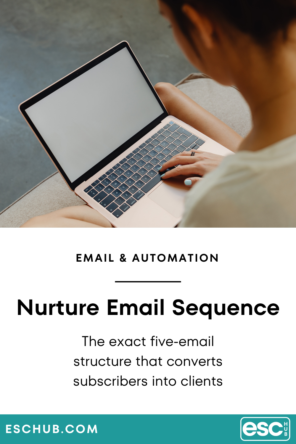 Pinterest graphic on how to build a nurture email sequence for small business owners - eschub.com