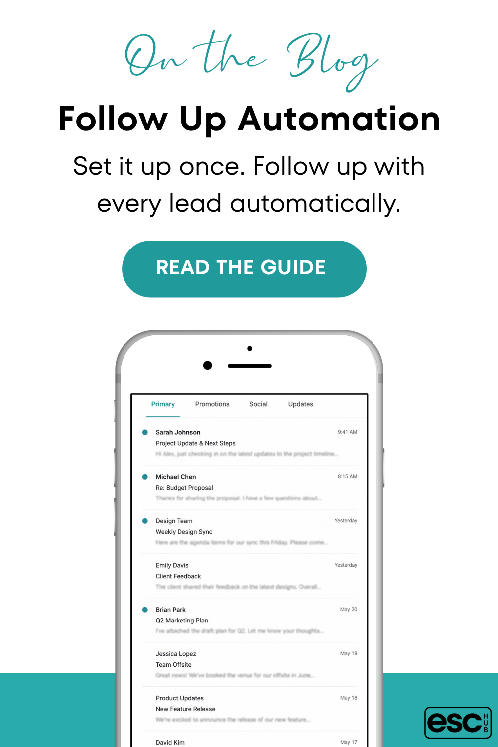 Pinterest graphic on follow up automation for small business owners - eschub.com