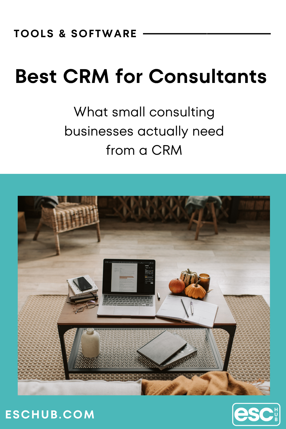 Pinterest graphic on best CRM for small consulting business and solopreneurs - eschub.com