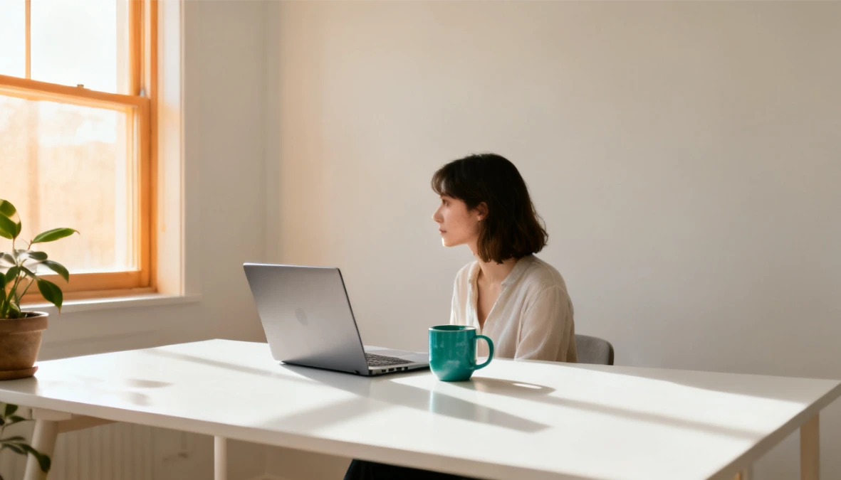 Hands typing on laptop at light wood desk with teal mug - email marketing for small business owners Hands typing on laptop at light wood desk with teal mug - email marketing for small business owners