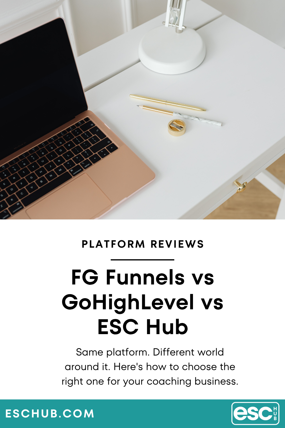 Pinterest graphic: FG Funnels vs GoHighLevel vs ESC Hub honest comparison for coaches and solopreneurs