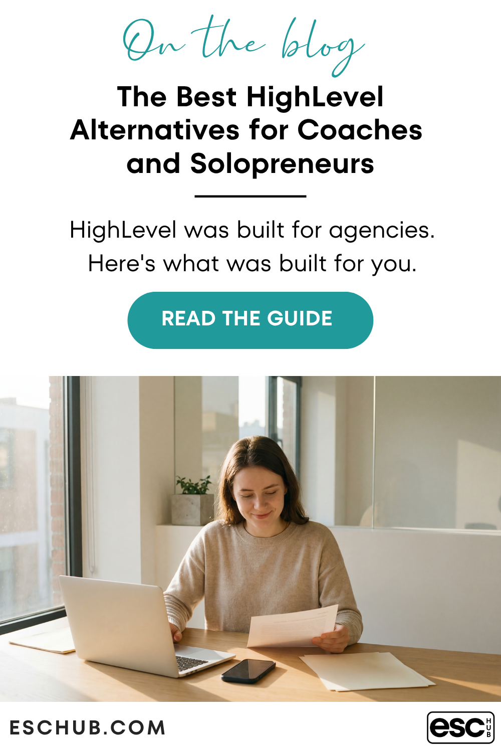 Pinterest graphic showing the best HighLevel alternatives for coaches and solopreneurs with key comparison points