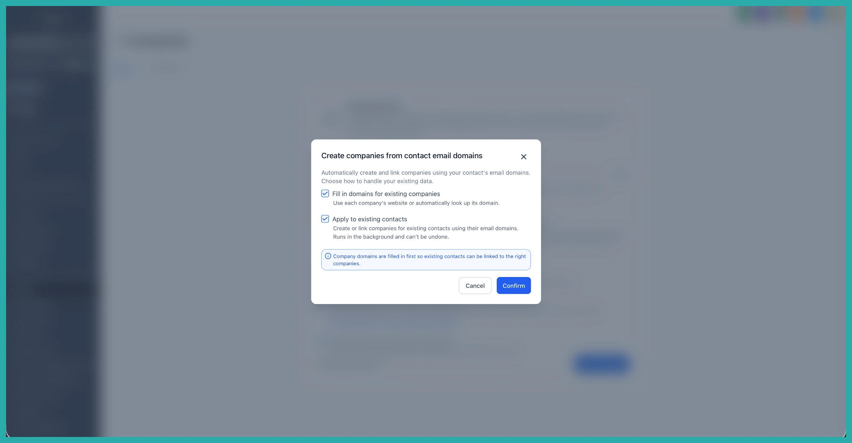 ESC Hub Companies automation settings for creating and associating companies by email domain