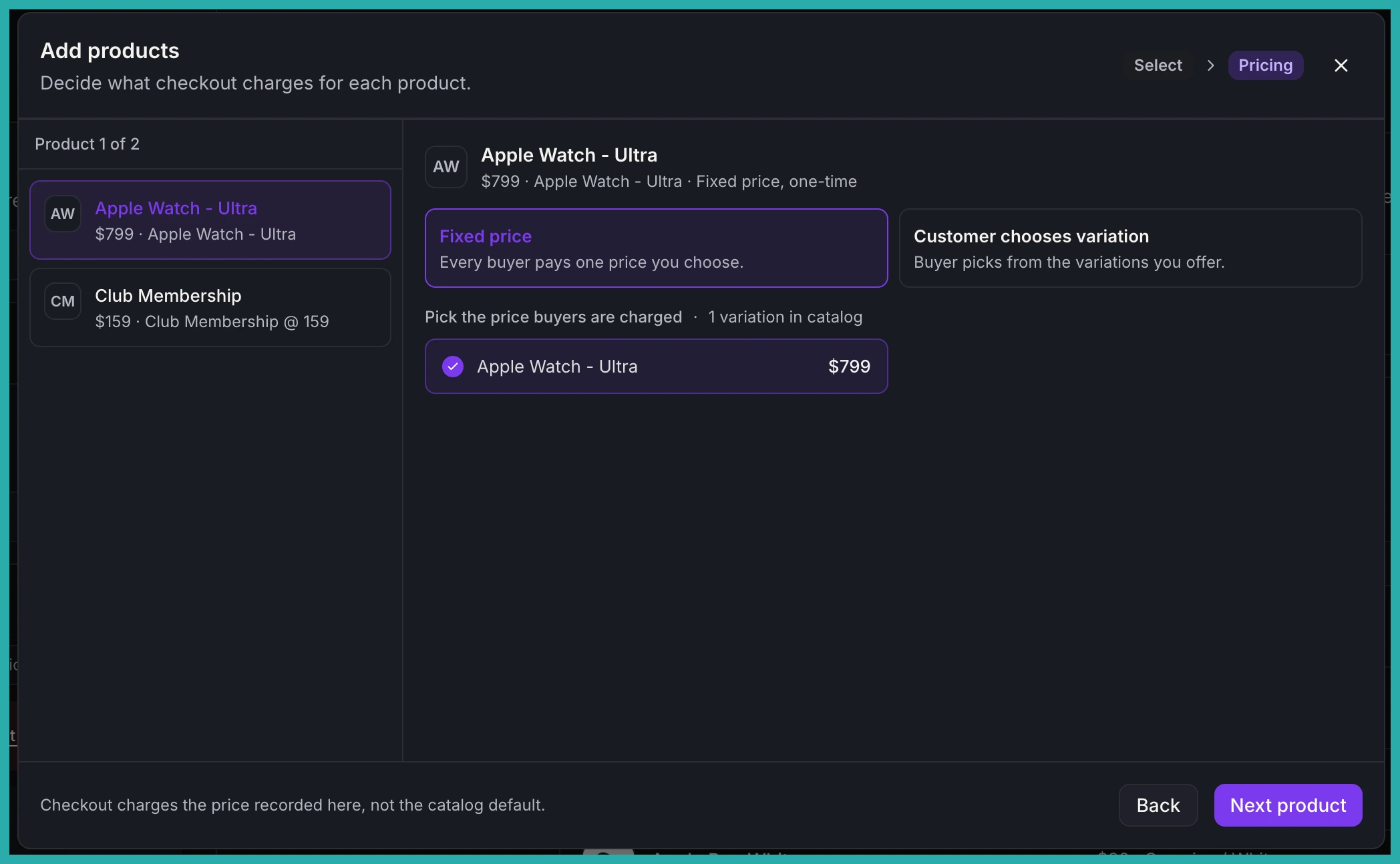 AI Studio Payments settings tab with products connected and a hosted checkout